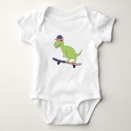 American Flag Dinosaurier Skateboarding Baby Strampler