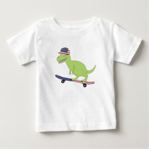 American Flag Dinosaurier Skateboarding Baby T-shirt