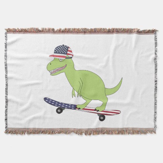 American Flag Dinosaurier Skateboarding Decke (Vorderseite)