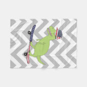 American Flag Dinosaurier Skateboarding Fleecedecke (Vorderseite (Horizontal))