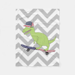 American Flag Dinosaurier Skateboarding Fleecedecke