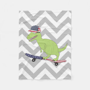 American Flag Dinosaurier Skateboarding Fleecedecke
