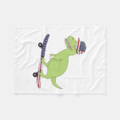 American Flag Dinosaurier Skateboarding Fleecedecke (Vorderseite (Horizontal))