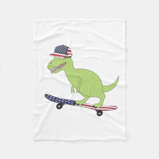 American Flag Dinosaurier Skateboarding Fleecedecke (Vorderseite)