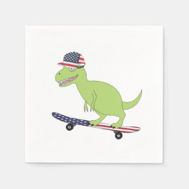 American Flag Dinosaurier Skateboarding Serviette