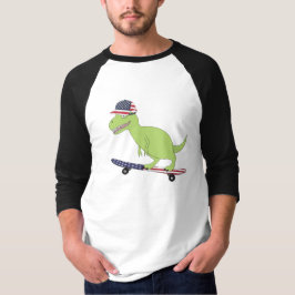 American Flag Dinosaurier Skateboarding T-Shirt