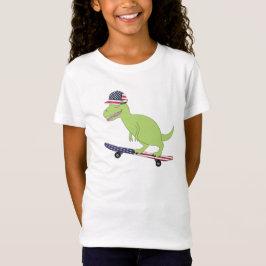 American Flag Dinosaurier Skateboarding T-Shirt