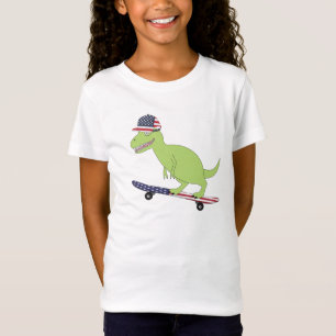 American Flag Dinosaurier Skateboarding T-Shirt