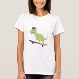 American Flag Dinosaurier Skateboarding T-Shirt