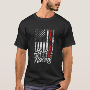 American Flag Dirt Track Racing Car Bike Driver Ra T-Shirt