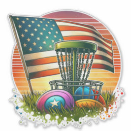 American Flag Disk Golf Vintag Sun Aufkleber