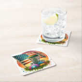 American Flag Disk Golf Vintag Sun Rechteckiger Pappuntersetzer (Vor Ort)