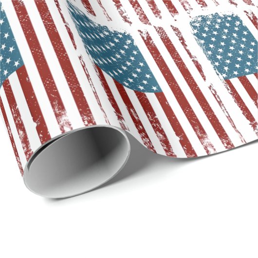American Flag Distressed Design Geschenkpapier (Rolleneckpunkt)