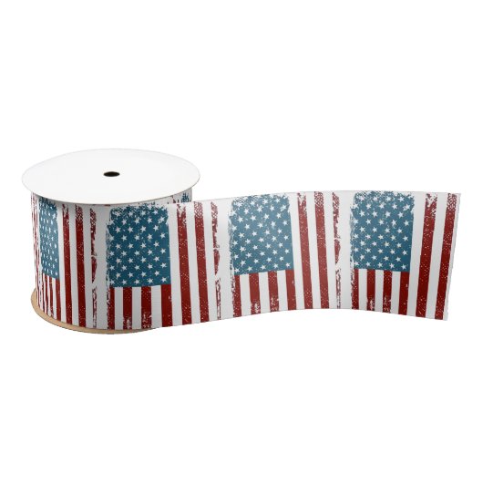 American Flag Distressed Design Satinband (Spule)