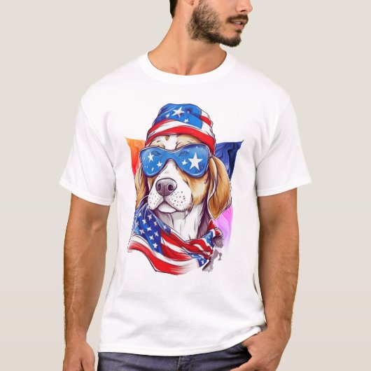 American Flag Dog 4. Juli T-Shirt (Vorderseite)