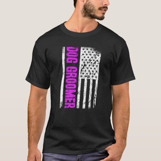 American Flag Dog Groomer Premium T-Shirt (Vorderseite)