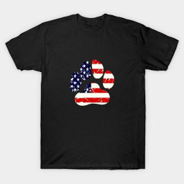 American Flag Dog Paw T-Shirt