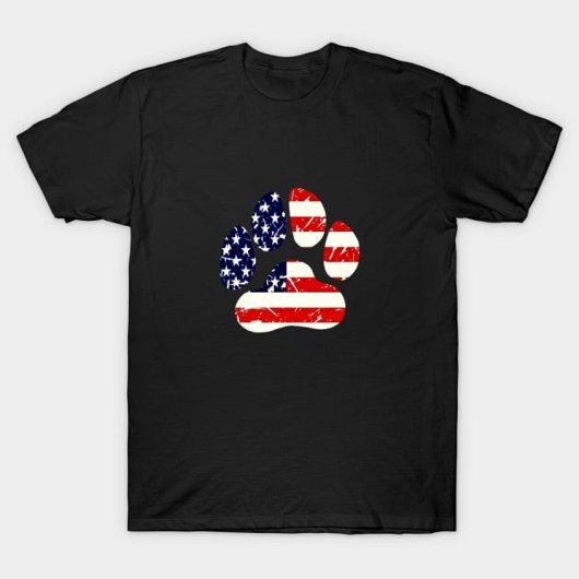 American Flag Dog Paw T-Shirt