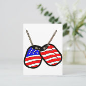 American Flag Dog Tags Postkarte (Stehend Vorderseite)