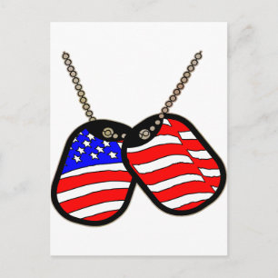 American Flag Dog Tags Postkarte