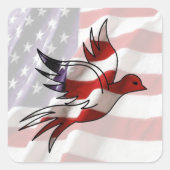 American Flag Dove Quadratischer Aufkleber (Vorderseite)