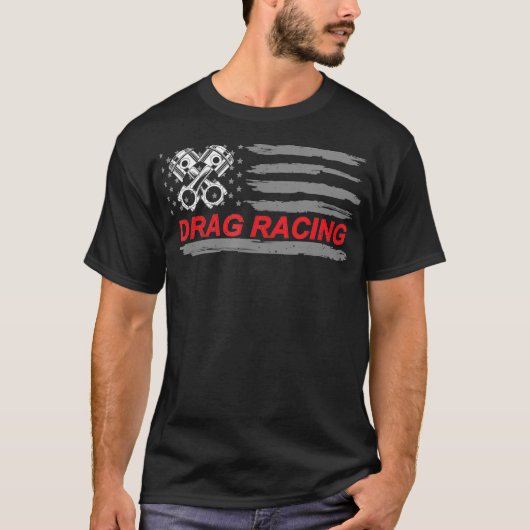 American Flag Drag Racing Car Lover Gift Idea MM T-Shirt (Vorderseite)