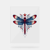 American Flag Dragonfly Patriotic 4. Juli Red Acrylschild (Vorderseite)