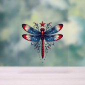 American Flag Dragonfly Patriotic 4. Juli Red Acrylschild (Neutral)