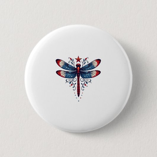 American Flag Dragonfly Patriotic 4. Juli Red Button (Vorderseite)