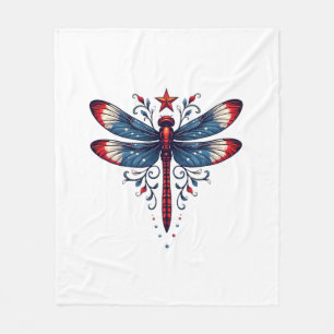 American Flag Dragonfly Patriotic 4. Juli Red Fleecedecke