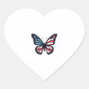 American Flag Dragonfly Patriotic 4. Juli Red Herz-Aufkleber