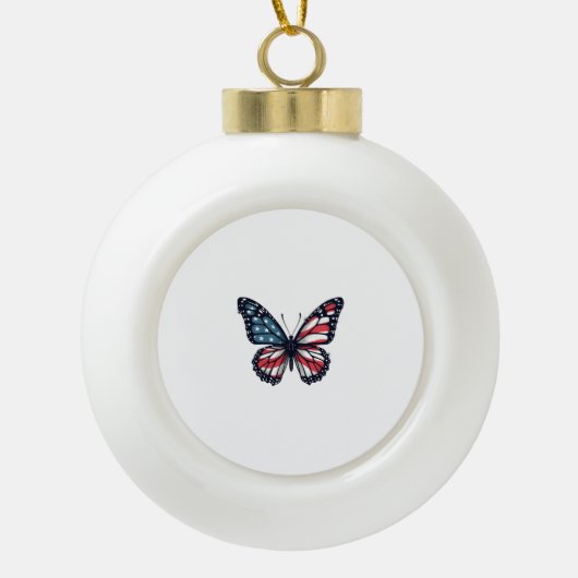 American Flag Dragonfly Patriotic 4. Juli Red Keramik Kugel-Ornament (Vorderseite)