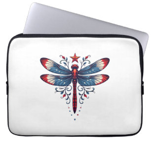 American Flag Dragonfly Patriotic 4. Juli Red Laptopschutzhülle
