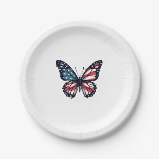 American Flag Dragonfly Patriotic 4. Juli Red Pappteller (Vorderseite)