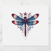American Flag Dragonfly Patriotic 4. Juli Red Schaumweinetikett (Einzelnes Label)