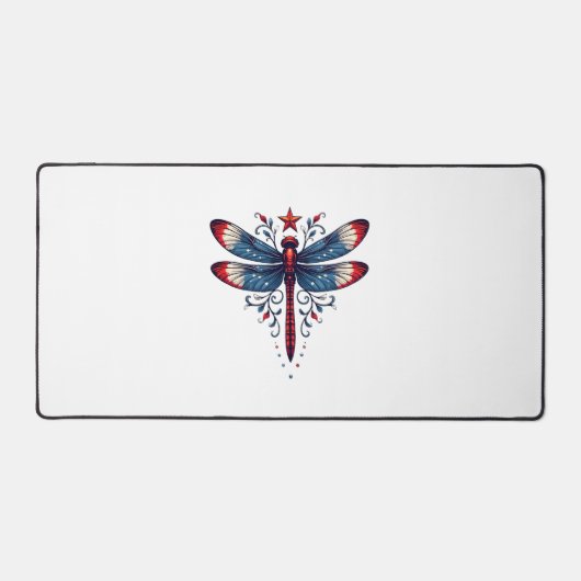 American Flag Dragonfly Patriotic 4. Juli Red Schreibtischunterlage (Vorderseite)