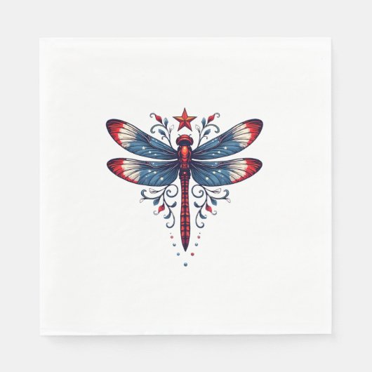 American Flag Dragonfly Patriotic 4. Juli Red Serviette (Vorderseite)