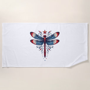 American Flag Dragonfly Patriotic 4. Juli Red Strandtuch