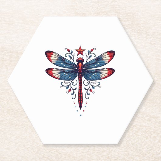 American Flag Dragonfly Patriotic 4. Juli Red Untersetzer (Vorderseite)