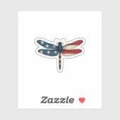 American Flag Dragonfly Patriotic 4th of July Red Aufkleber (Blatt)