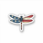 American Flag Dragonfly Patriotic 4th of July Red Aufkleber (Vorderseite)