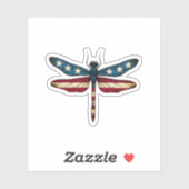American Flag Dragonfly Patriotic 4th of July Red  Aufkleber (Blatt)
