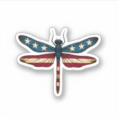 American Flag Dragonfly Patriotic 4th of July Red  Aufkleber (Vorderseite)