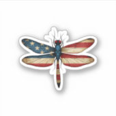 American Flag Dragonfly Patriotic 4th of July Red Aufkleber (Vorderseite)