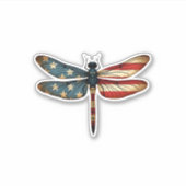 American Flag Dragonfly Patriotic 4th of July Red Aufkleber (Vorderseite)