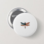 American Flag Dragonfly Patriotic 4th of July Red  Button (Vorne & Hinten)
