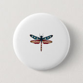 American Flag Dragonfly Patriotic 4th of July Red  Button (Vorderseite)