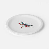 American Flag Dragonfly Patriotic 4th of July Red  Pappteller (Schrägansicht)