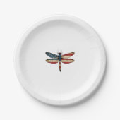 American Flag Dragonfly Patriotic 4th of July Red Pappteller (Vorderseite)
