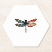 American Flag Dragonfly Patriotic 4th of July Red Untersetzer (Vorderseite)